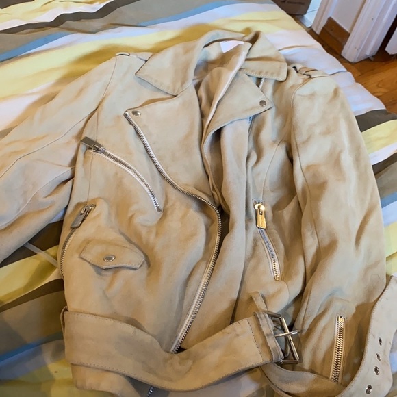 Anine Bing / suede leather  beige biker Benjamin Moto Jacket XS - Picture 6 of 9